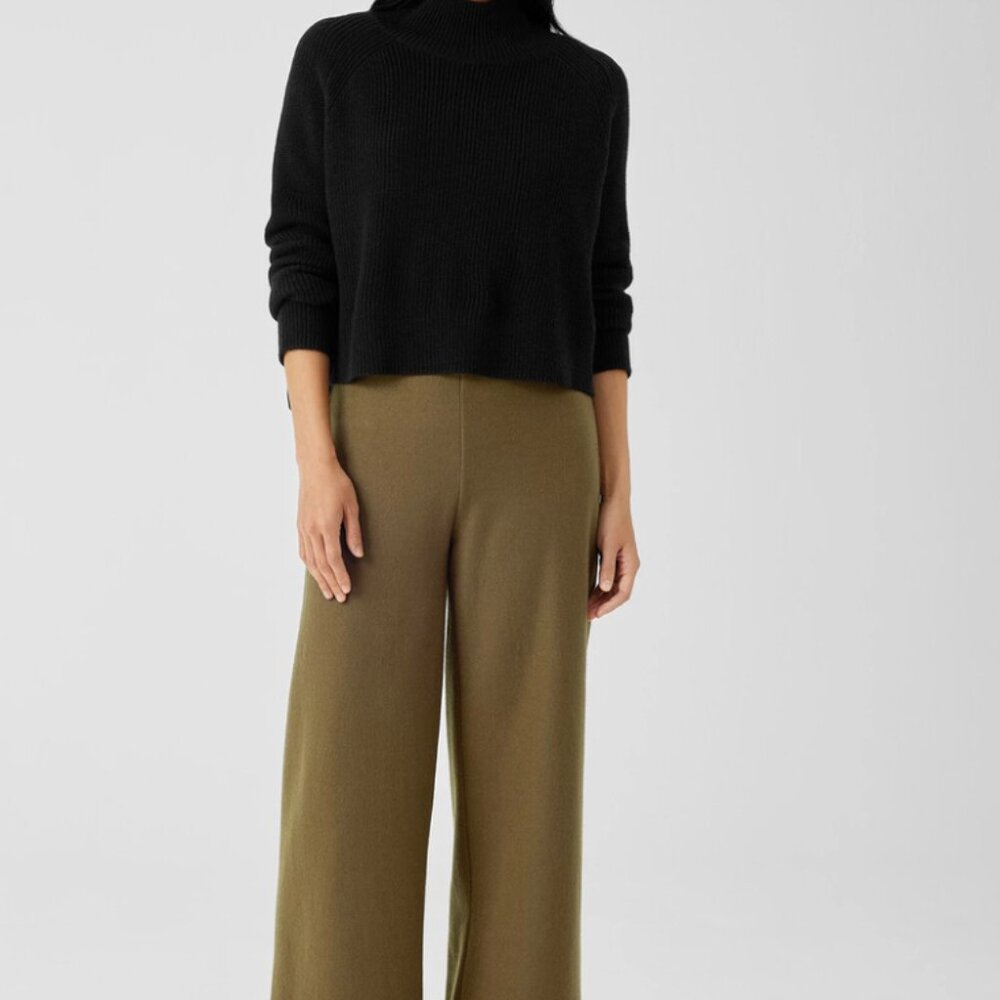 Eileen Fisher Serpentine Jersey Boiled Wool Jersey Wide-Leg Pant